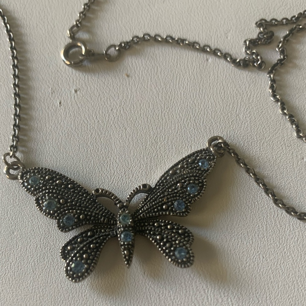 Butterfly Necklace blue crystals - Picture 6 of 10